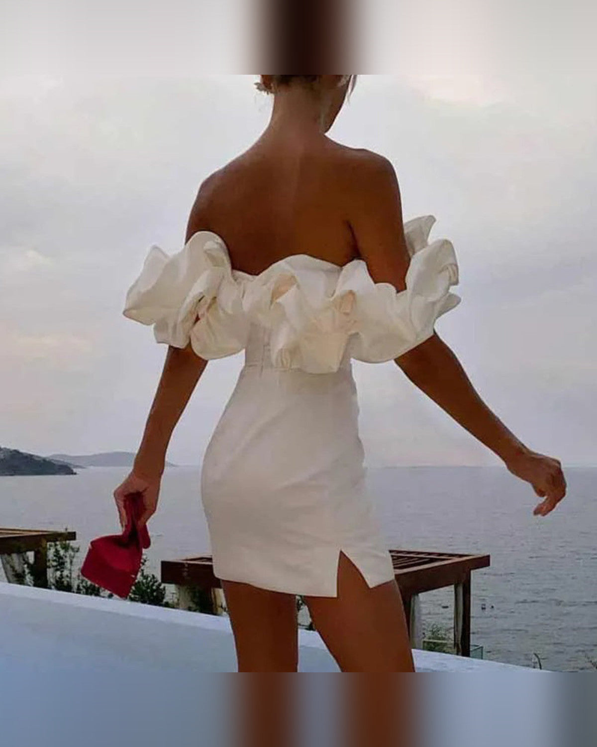 Charlotte Strapless Ruffle Dress for Women - Mini Summer Dress - White