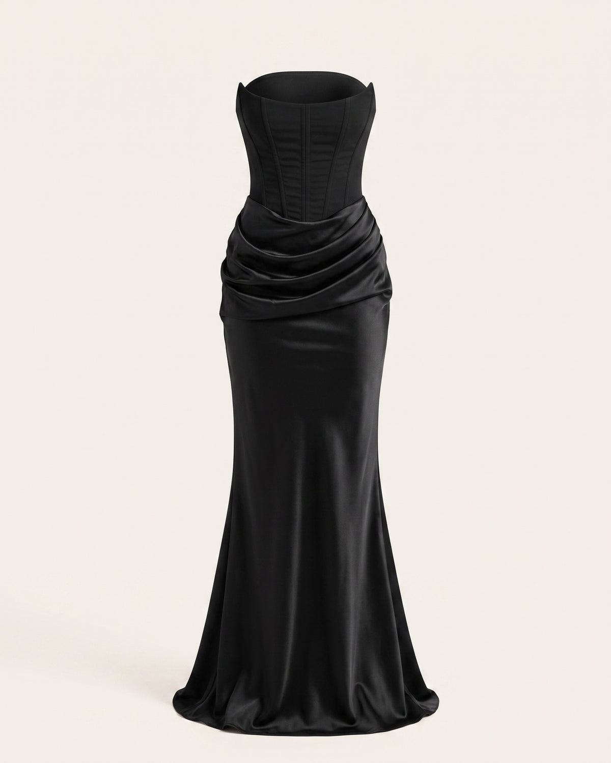 Isabella strapless ruched maxi dress front