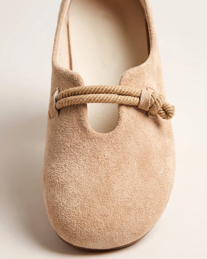 Josephine Knotted Strap Suede Flats — detail