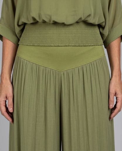 Adeline Draped Wide-Leg Two Piece Set — waistband close-up