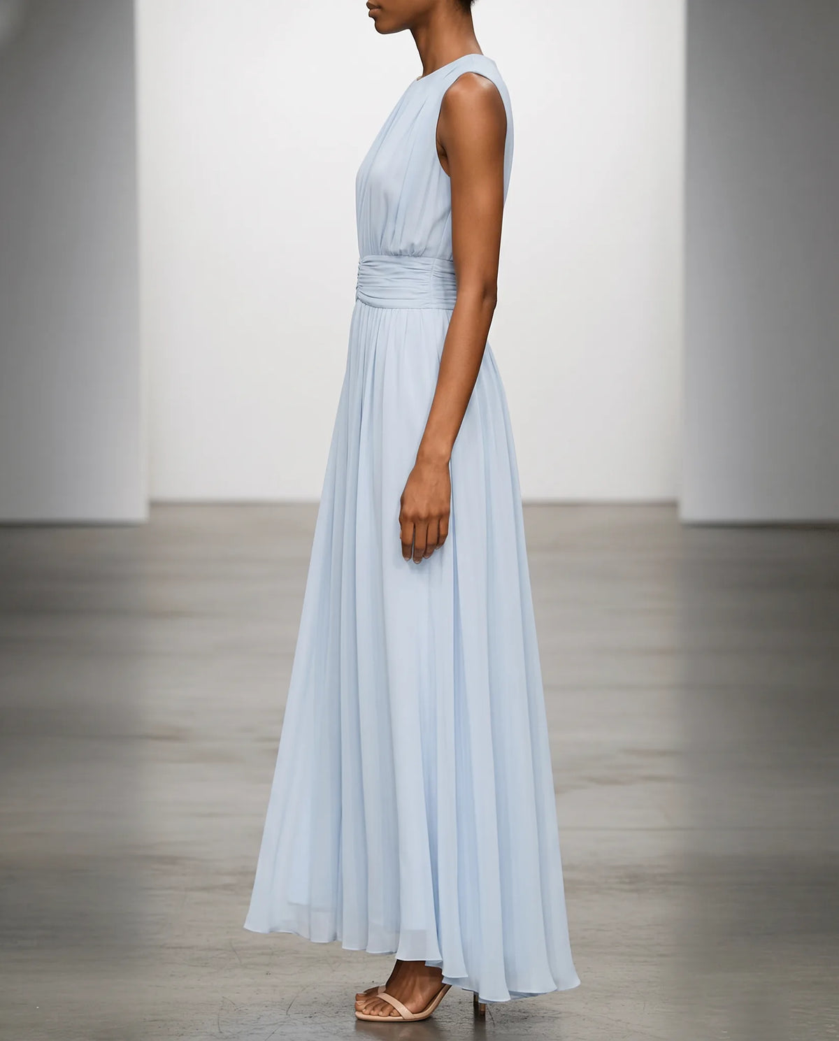 Sidonie Pleated Wedding Maxi Dress — side profile