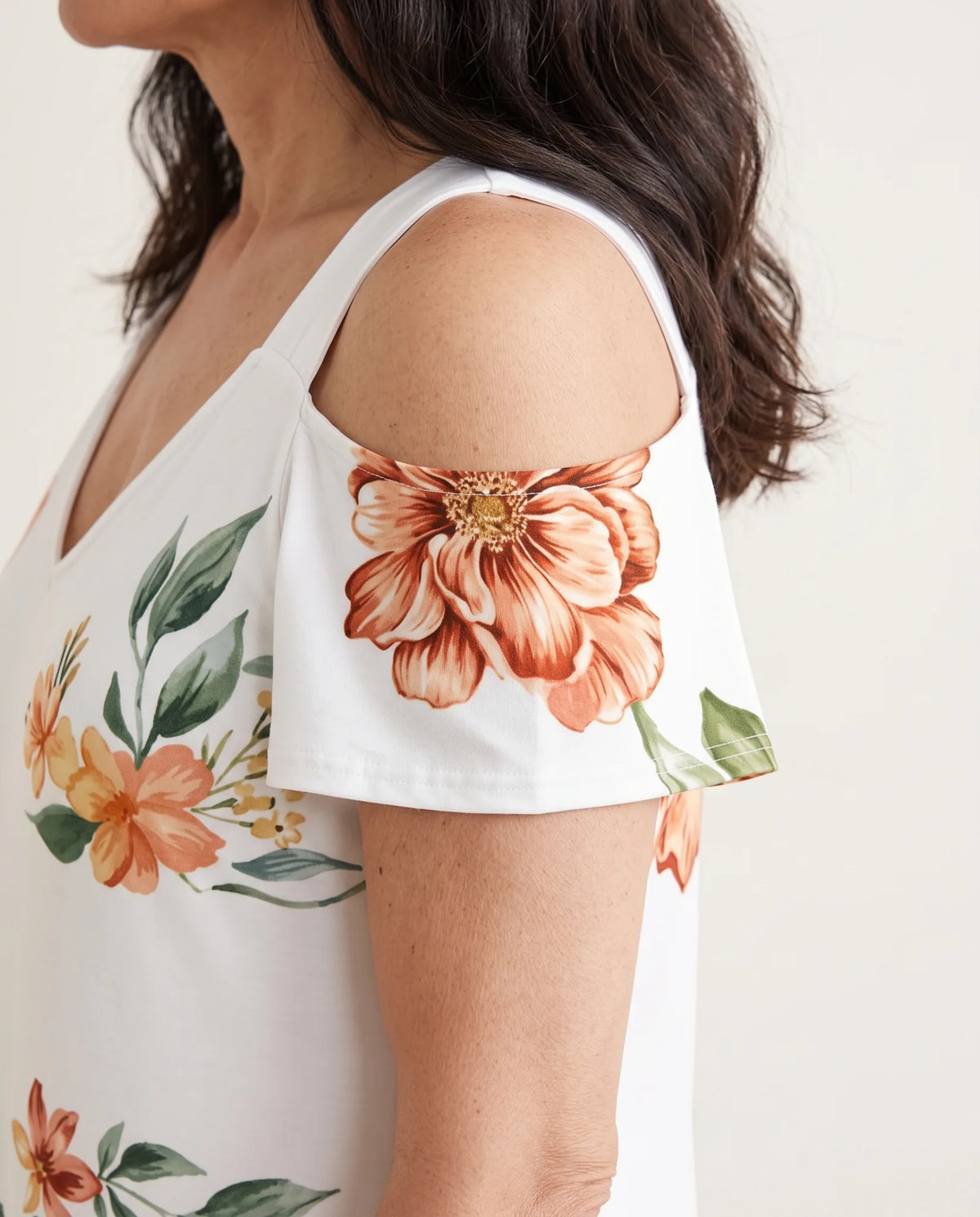 Amandine Floral Short-Sleeve Maxi Dress for Women - Summer Dress - White — sleeve detail