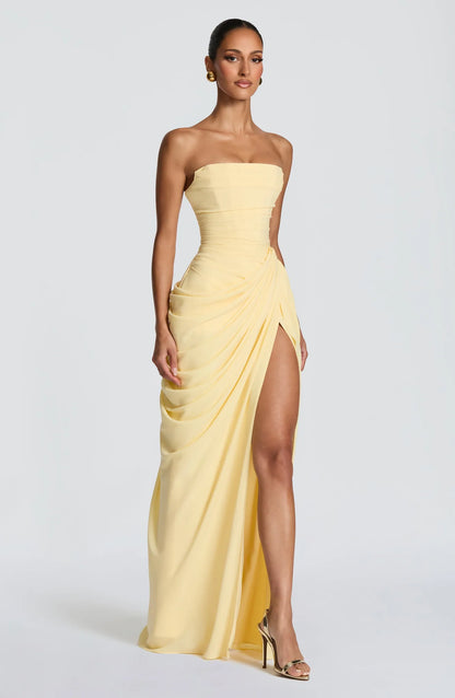 Garance Strapless Draped Maxi Dress — side profile