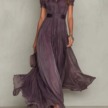 Elspeth High Neck Maxi Dress — bodice and waistband detail