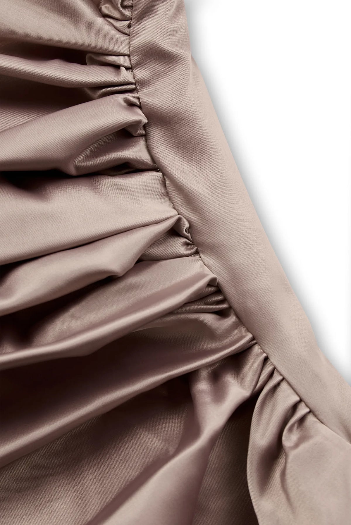 Gwendolyn Satin Maxi Dress — ruched shoulder detail