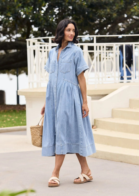 Lorelei Denim Shirt Dress — front