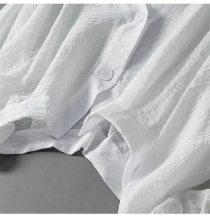 Kerensa Cotton Linen Blouse – White – sleeve detail