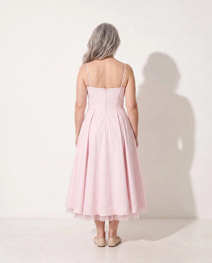 Susannah Corset Midi Dress – Pink – back, alternate view