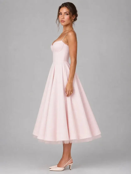 Susannah Corset Midi Dress – Pink – back, alternate view