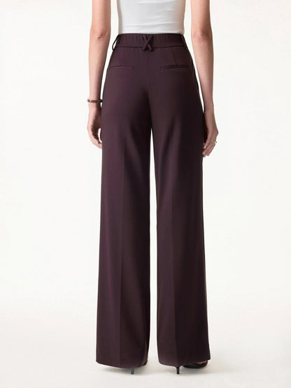 Aoife Tucked Top & Wide Leg Trouser Set – Purple – front, full length